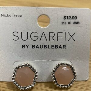 Sugar fix pink stone and silver octagon earrings